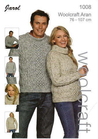 Knitting Pattern 1008 - Jumpers in Woolcraft Aran