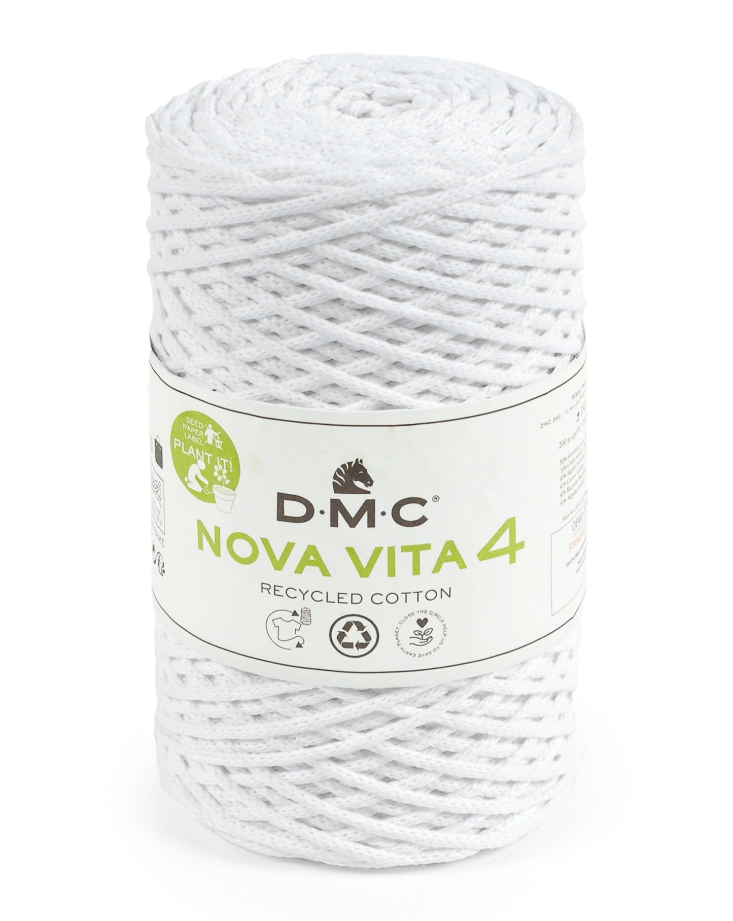 NOVA VITA 4 - Recycled Cotton for Macrame, Knitting & Crochet - PLAIN COLOURS