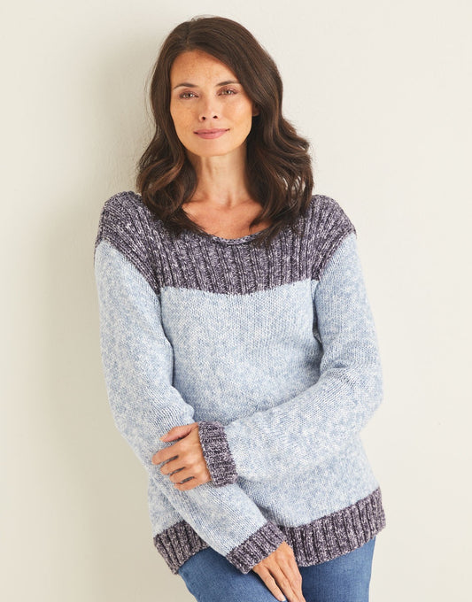Knitting Pattern 10106 - BOAT NECK SWEATER IN SIRDAR NO 1 STONEWASHED ARAN