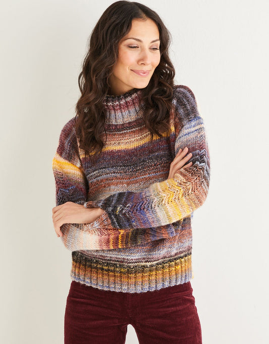 Knitting Pattern 10139 - WOMEN’S ROLL NECK SWEATER IN SIRDAR JEWELSPUN
