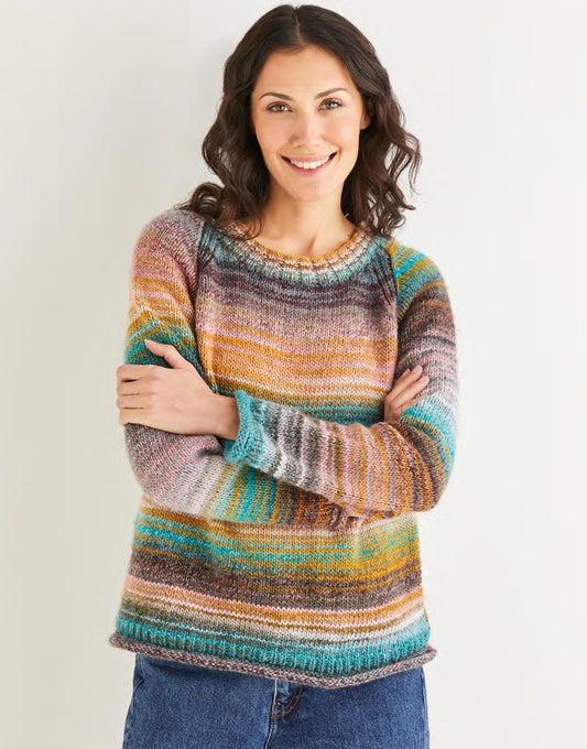 Knitting pattern 10140 - WOMEN’S CREW NECK RAGLAN SWEATER IN SIRDAR JEWELSPUN