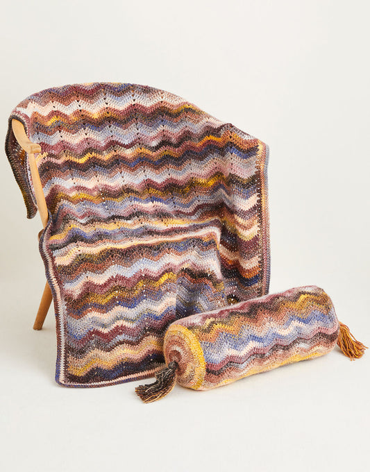 PDF - Crochet Pattern 10143 - CROCHET WAVE BLANKET AND BOLSTER CUSHION IN SIRDAR JEWELSPUN