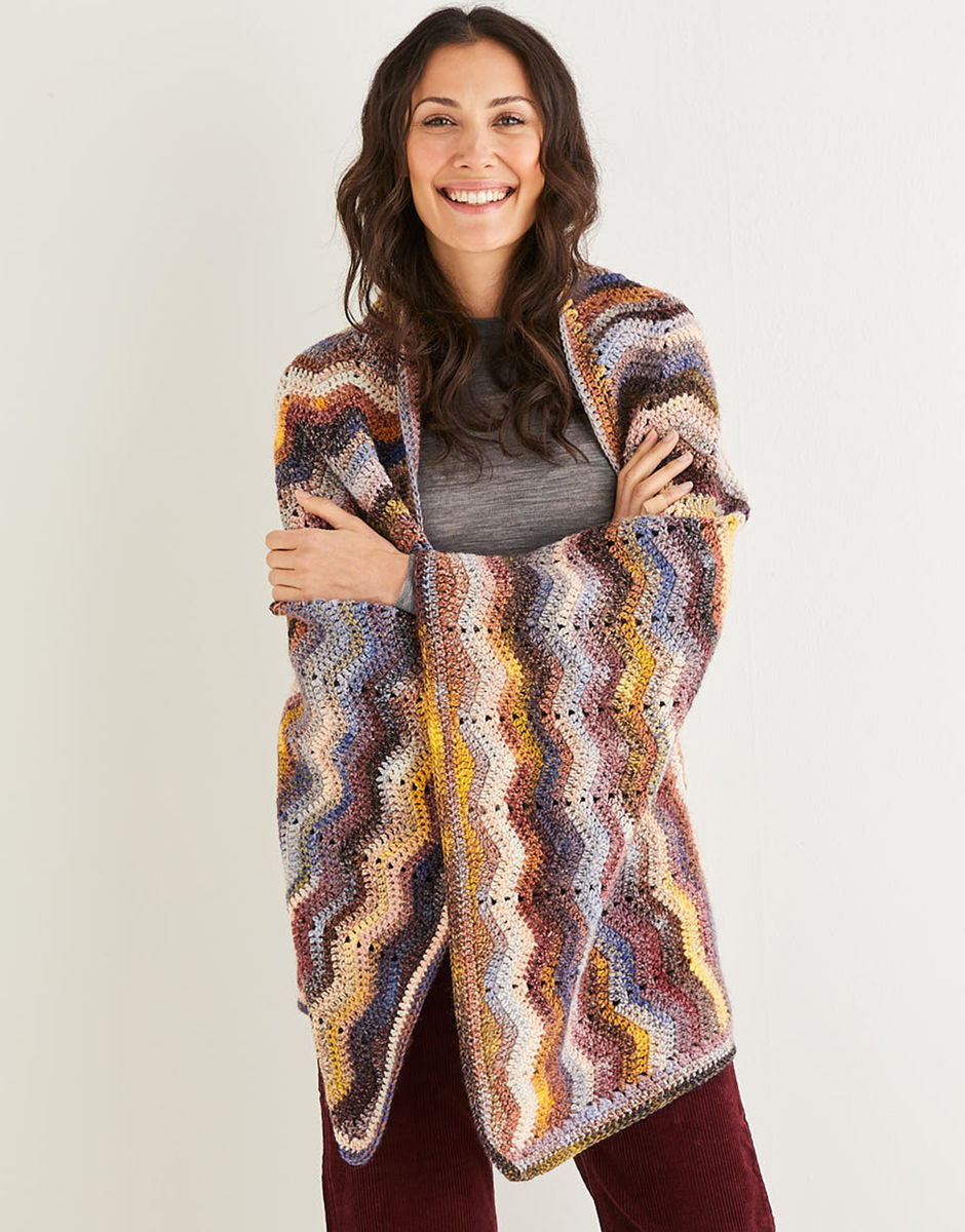 PDF - Crochet Pattern 10143 - CROCHET WAVE BLANKET AND BOLSTER CUSHION IN SIRDAR JEWELSPUN