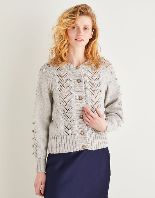 Knitting Pattern 10200 - LACE AND BOBBLE CARDIGAN IN SIRDAR COUNTRY CLASSIC DK