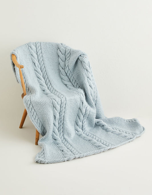 Knitting Pattern 10229 - CABLE BLANKET IN HAYFIELD BONUS SUPER CHUNKY