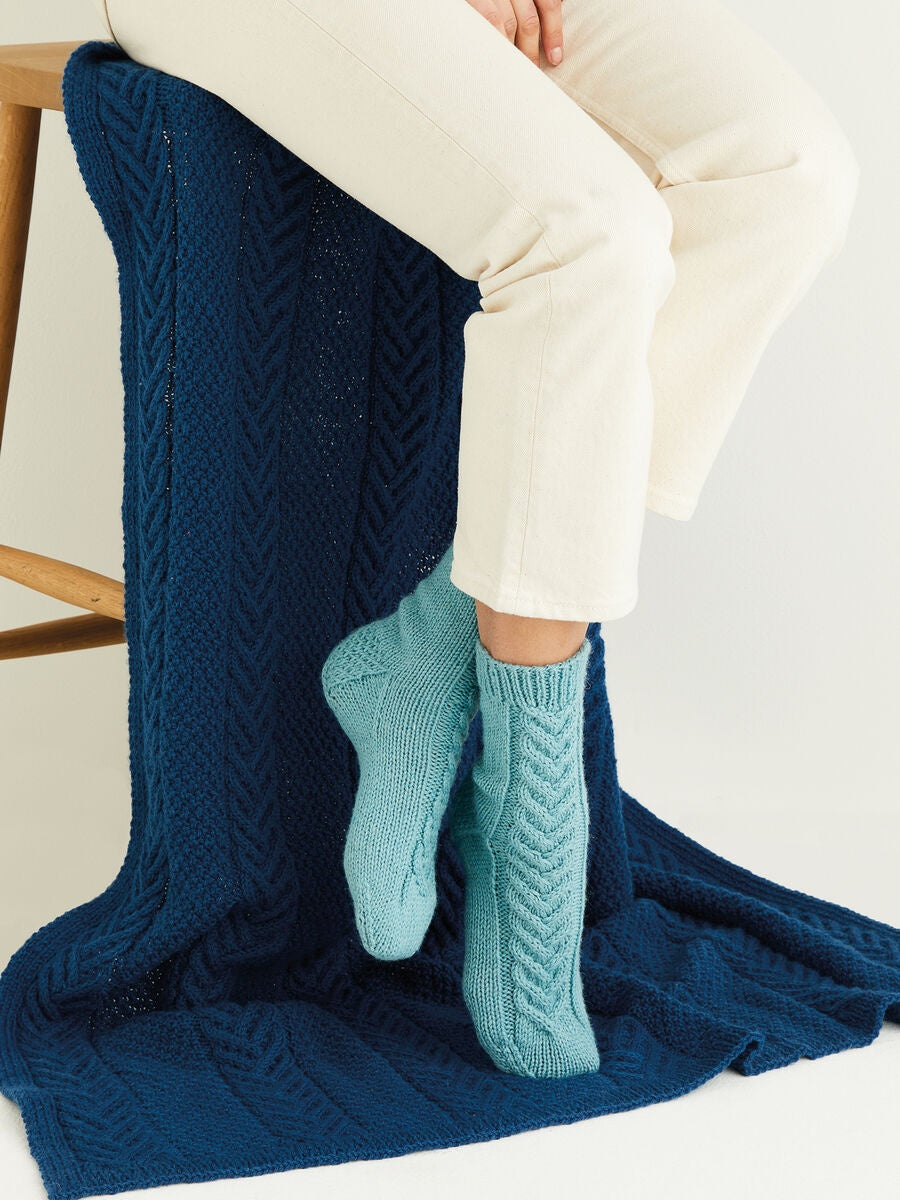 Knitting Pattern 10306 - CABLE PANEL BLANKET & SOCKS IN SIRDAR COUNTRY CLASSIC DK