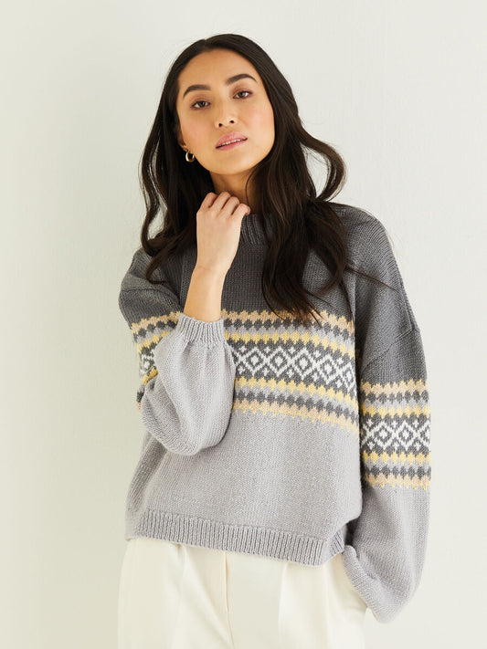 Knitting Pattern 10309 - FAIRISLE PLACEMENT SWEATER IN SIRDAR CASHMERE MERINO SILK DK