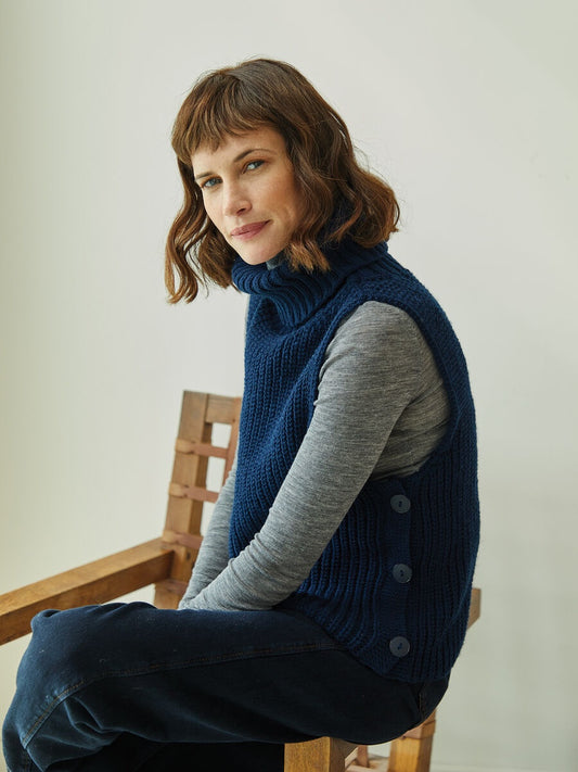 Knitting Pattern 10334 - ROLL NECK RIB VEST IN HAYFIELD SOFT TWIST