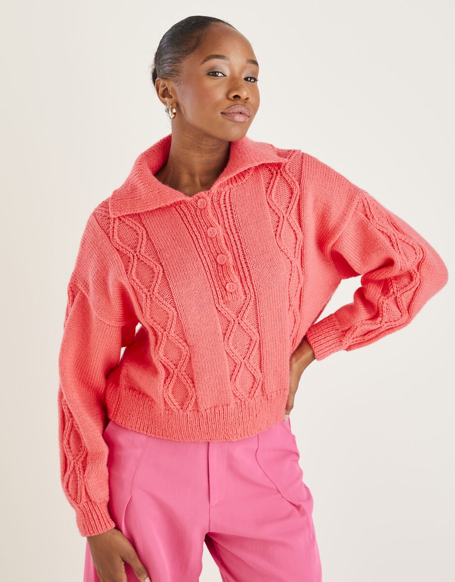 Knitting Pattern 10589 - COLLARED SWEATER IN HAYFIELD BONUS DK