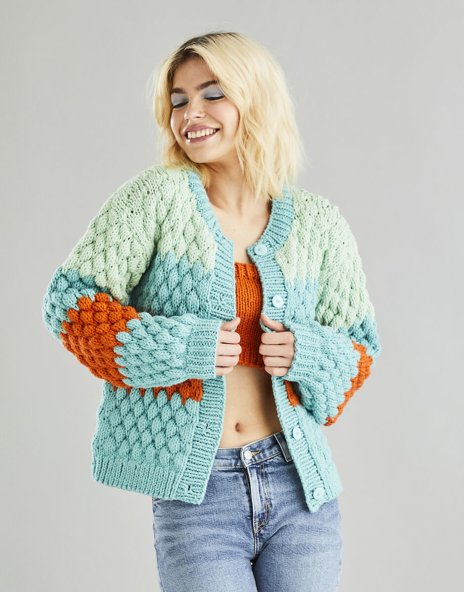 PDF - Knitting Pattern 10603 - BUBBLE CARDIGAN AND BRALETTE IN HAYFIELD BONUS CHUNKY