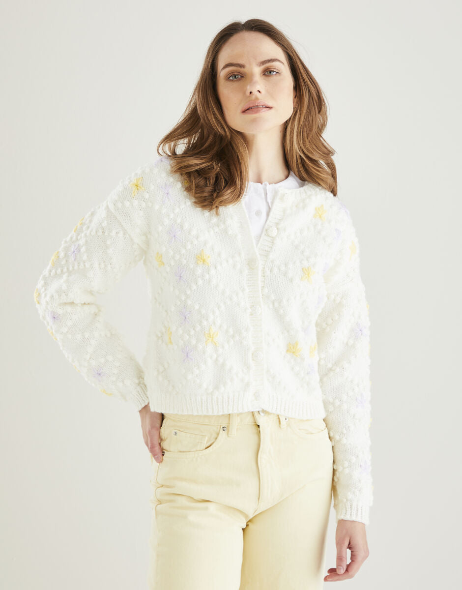 PDF - Knitting Pattern 10609 - DIAMOND TRELLIS CARDIGAN IN HAYFIELD BONUS ARAN