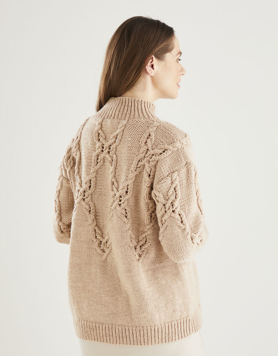 PDF - Knitting Pattern 10610 - EYELET LACE SWEATER IN HAYFIELD BONUS ARAN
