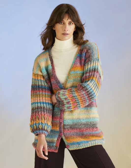Knitting Pattern 10705 - CORAL SLEEVES CARDIGAN IN SIRDAR JEWELSPUN WITH WOOL CHUNKY