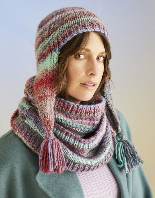 Knitting Pattern 10709 - ANEMONE HAT AND SNOOD IN SIRDAR JEWELSPUN WITH WOOL CHUNKY