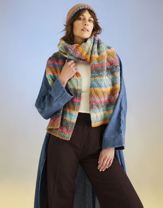 Knitting Pattern 10710 - SEA BREEZE HAT AND SCARF IN SIRDAR JEWELSPUN WITH WOOL CHUNKY
