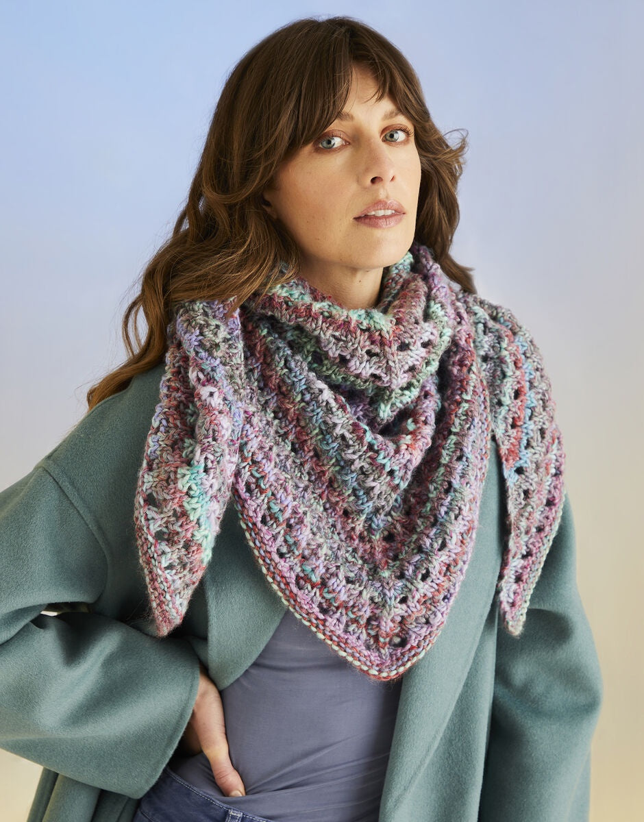 Knitting Pattern 10711 - SEA SHELLS SHAWL IN SIRDAR JEWELSPUN WITH WOOL CHUNKY