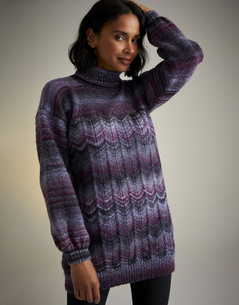 Knitting Pattern 10713 - NIGHT BLOOMING ROLL NECK IN SIRDAR JEWELSPUN ARAN