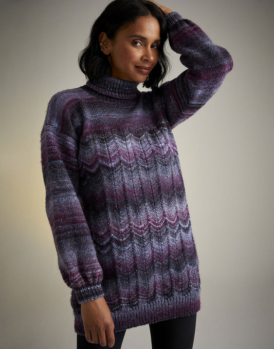 Knitting Pattern 10713 - NIGHT BLOOMING ROLL NECK IN SIRDAR JEWELSPUN ARAN