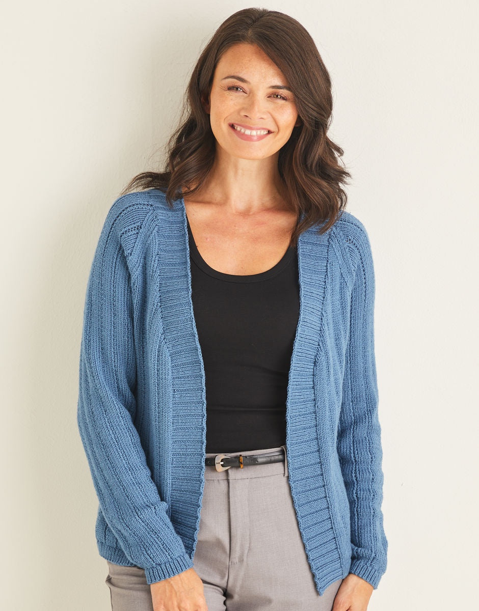Knitting Pattern 10094 - LACE STRIPE CARDIGAN - NO 1 DK