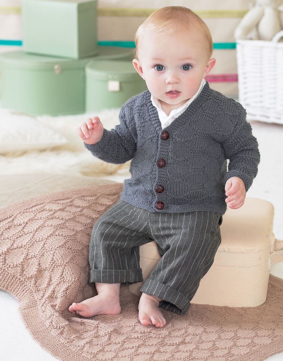 Knitting Pattern 1311 BABY CARDIGAN BLANKET IN SNUGGLY DK