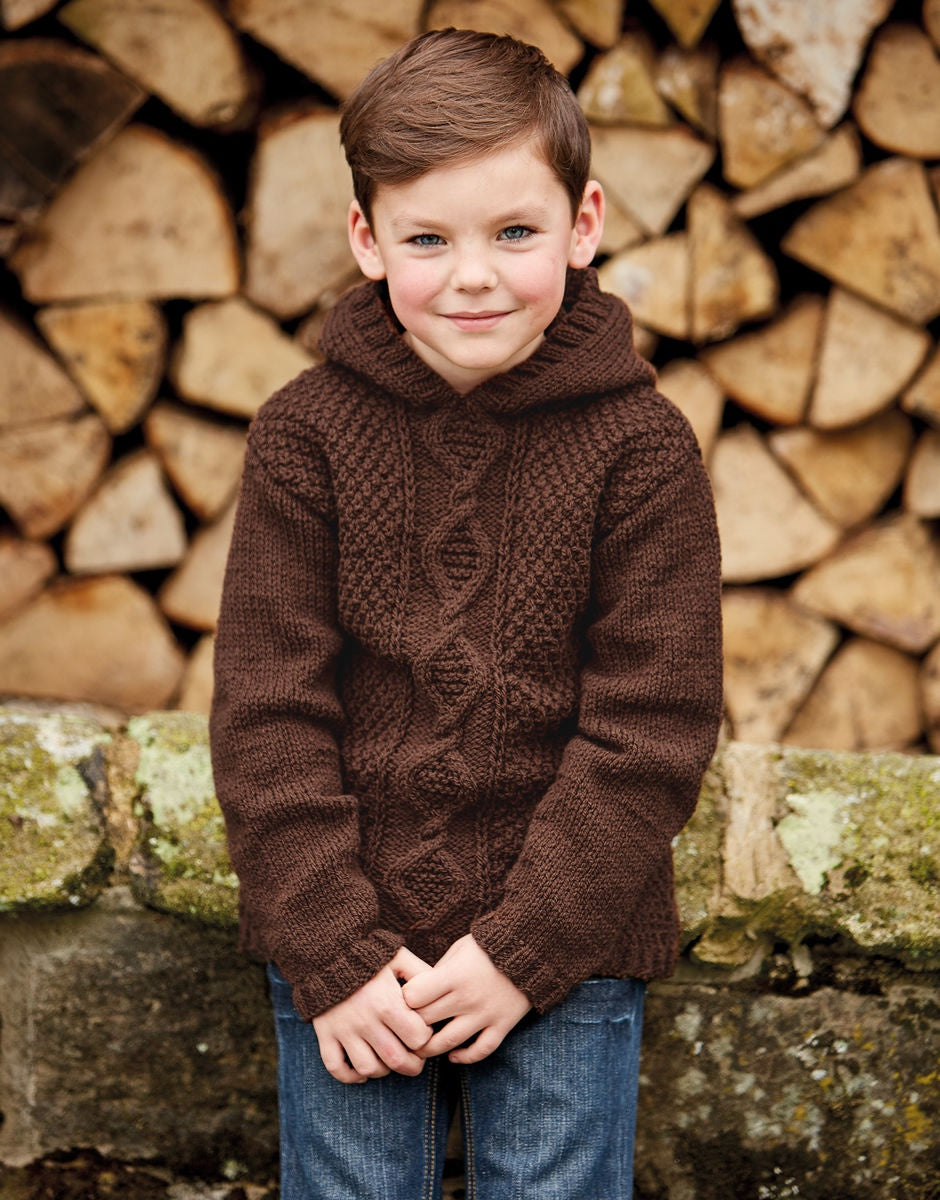 Knitting Pattern 2508 - BOY'S HOODED SWEATER IN BONUS ARAN