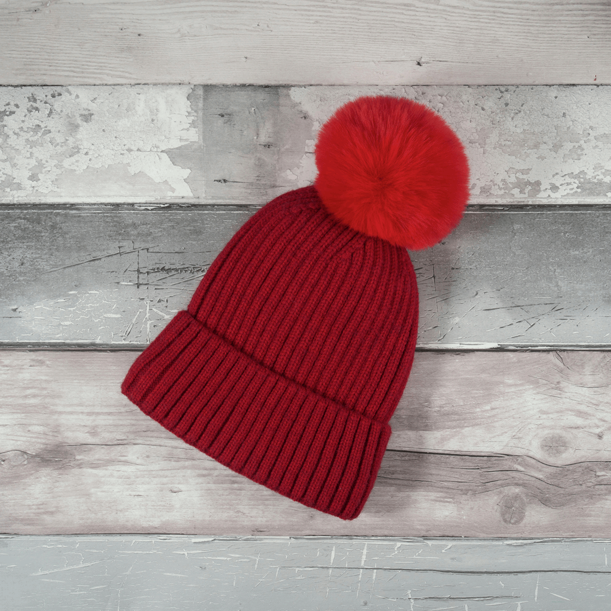 FAUX FUR POM POM - 1PIECE - 11cm - RED