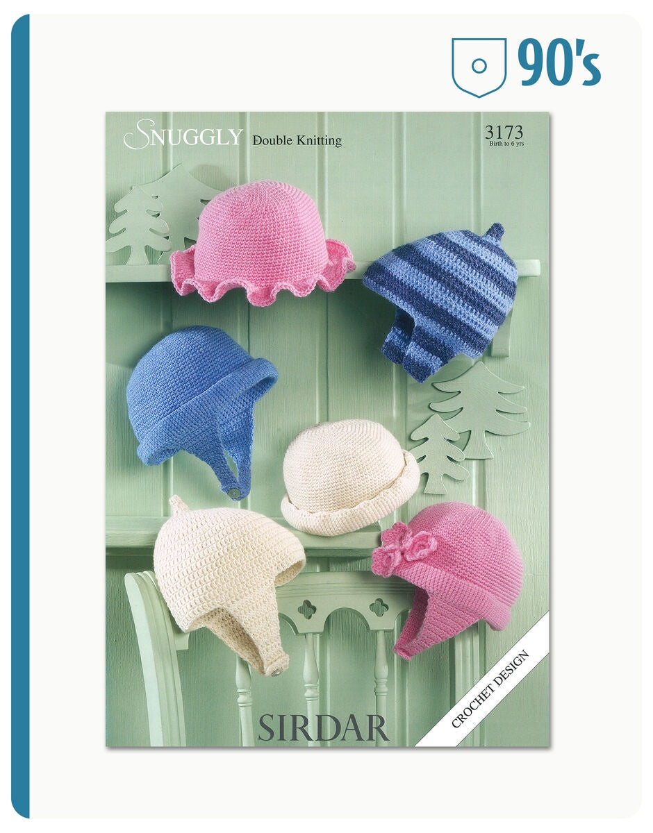 Crochet Pattern 3173 - 90'S BABY HAT OR HOOD IN SNUGGLY DK