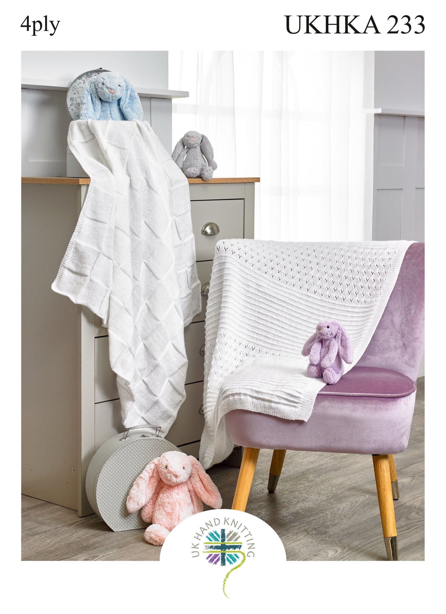 KNITTING PATTERN - UKHKA/233 - Baby Blankets in 4 Ply
