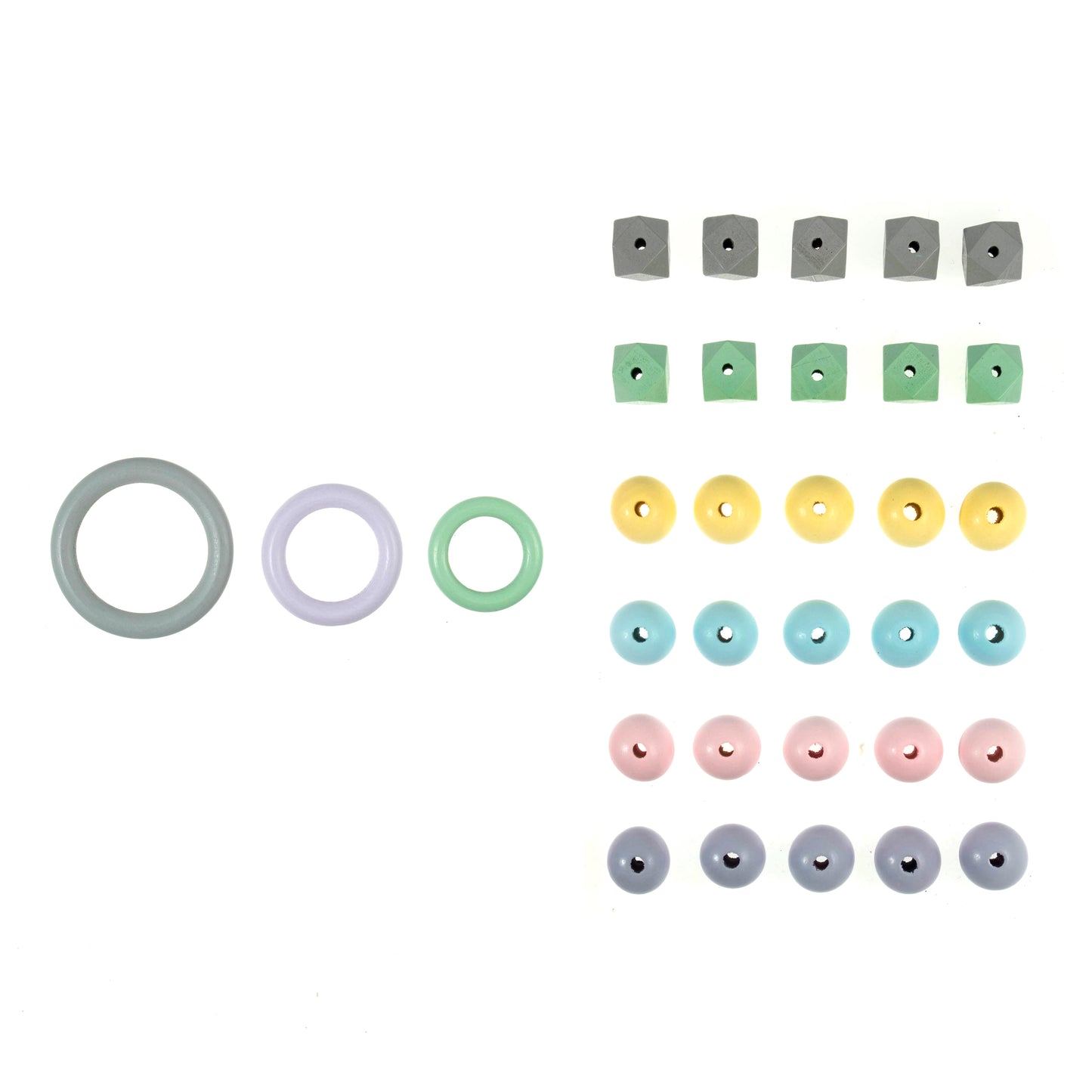 WOODEN CRAFT ACCESSORIES - 33 Pieces - Pastels