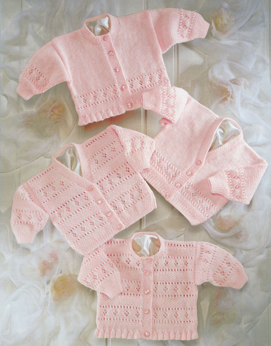 Knitting Pattern 3941 - BABY CARDIGANS WITH PATTERN DETAIL IN SNUGGLY 4 PLY