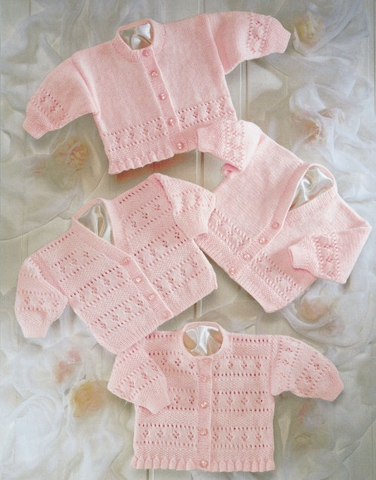 Knitting Pattern 3941 - BABY CARDIGANS WITH PATTERN DETAIL IN SNUGGLY 4 PLY