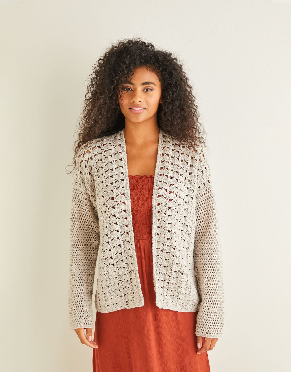 PATTERN 10245 - PEACOCK STITCH CROCHET CARDIGAN - COUNTRY CLASSIC 4 PLY