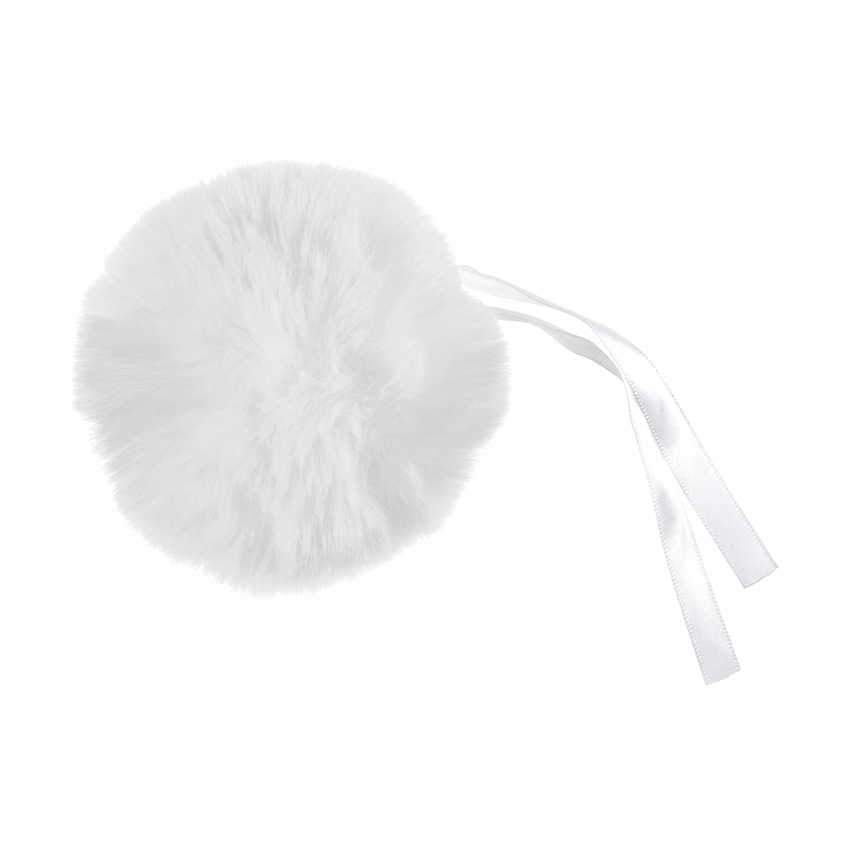 FAUX FUR POM POM - 1 Piece - 11cm - WHITE