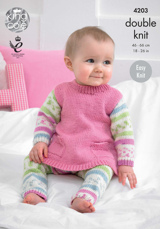 Knitting Pattern 4203 - Tunic, Cardigan and Leggings Knitted with Cherish DK