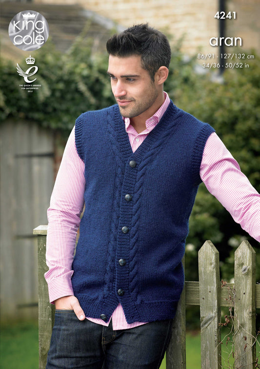 Knitting Pattern 4241 - Waistcoat and Sweater Knitted with Fashion Aran