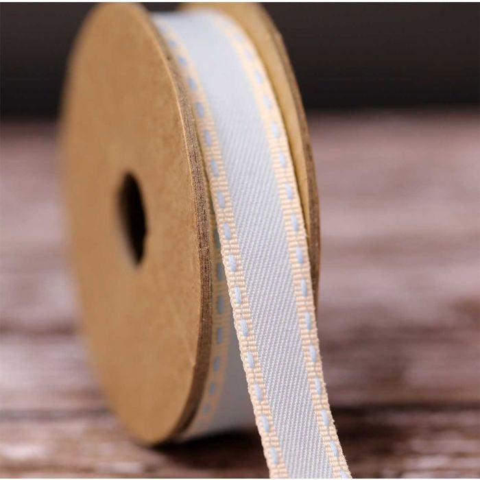 VINTAGE STITCHED RIBBON IN BLUE 4m Reel