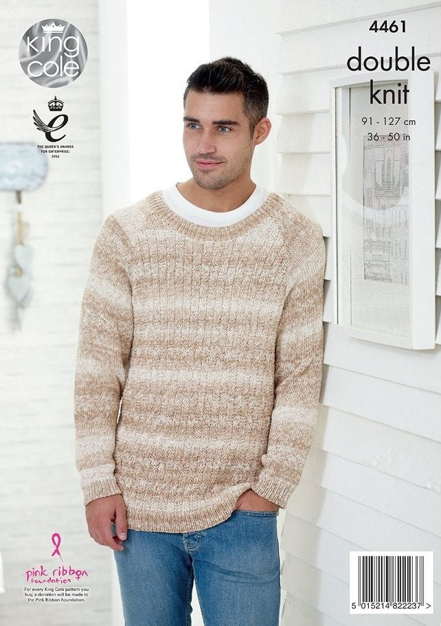 Knitting Pattern 4461 - Men's Raglan Sweaters DK