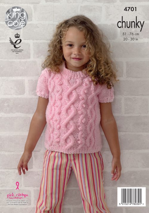 Knitting Pattern 4701 - Child’s Top and Cardigan Knitted with Big Value Chunky