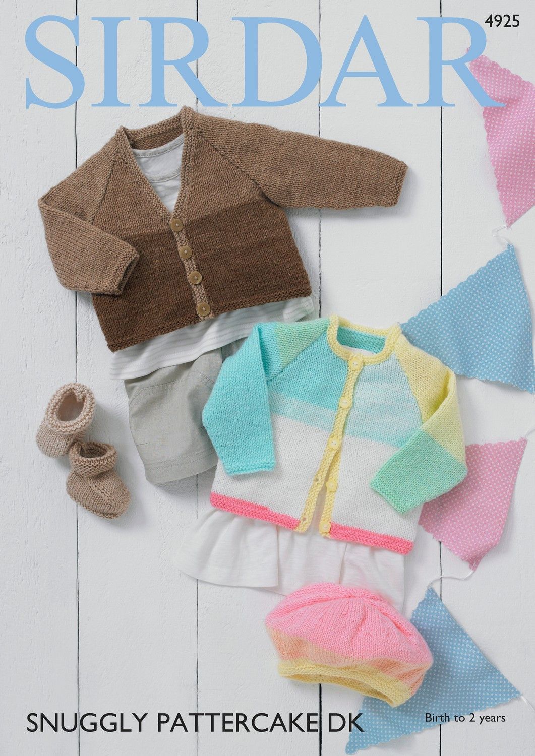 Knitting Pattern 4925 - Cardigans, Bootees and Beret in Sirdar Snuggly Pattercake DK