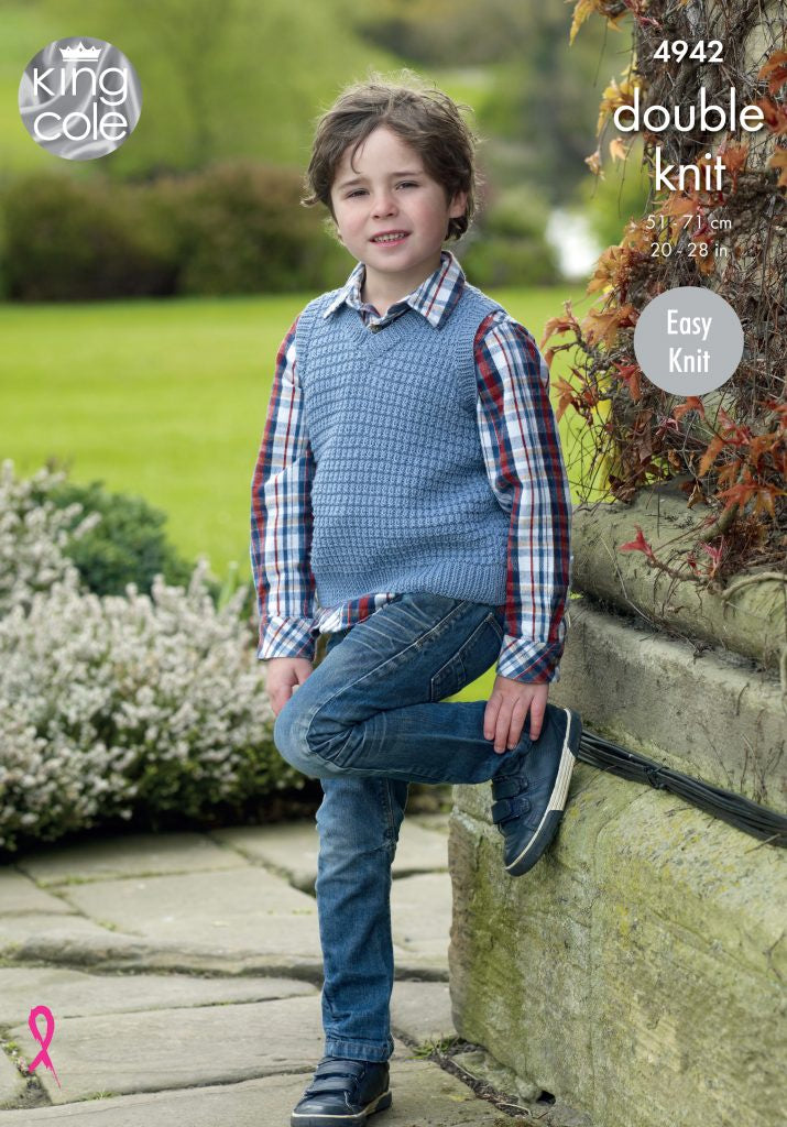 Knitting Pattern 4942 - Sweater & Slipover Knitted in Luxury Merino DK