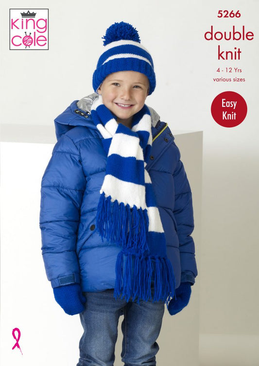 COMPLETE PACK - Scarf, Hat & Mitts Knitted in Big Value DK 50g ROYAL BLUE