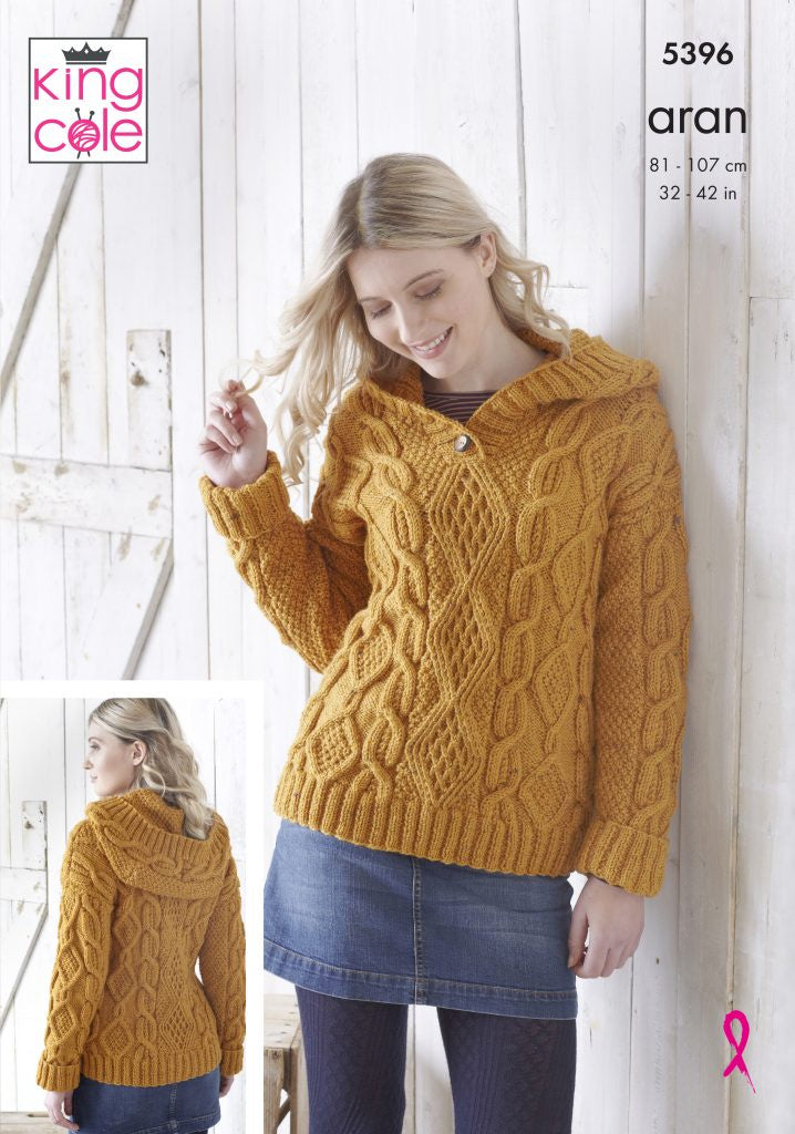 Knitting Pattern 5396 - Hoodie & Poncho Knitted in Fashion Aran