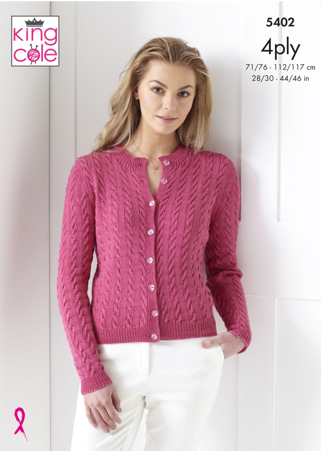 Knitting Patterns 5402 - Cardigan & Slipover Knitted in Giza Cotton 4ply