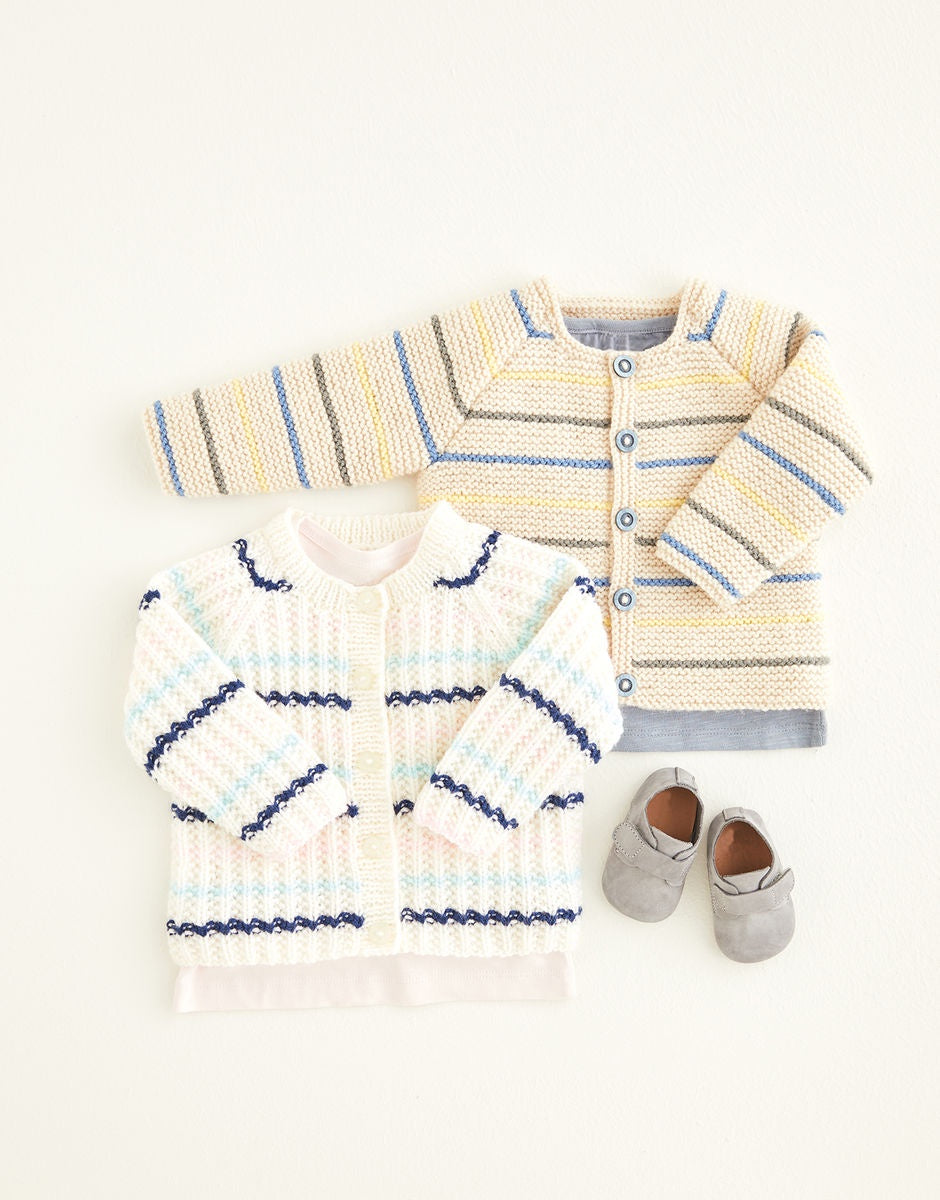 Knitting Pattern 5423 - STRIPED CARDIGANS IN HAYFIELD BABY BONUS DK