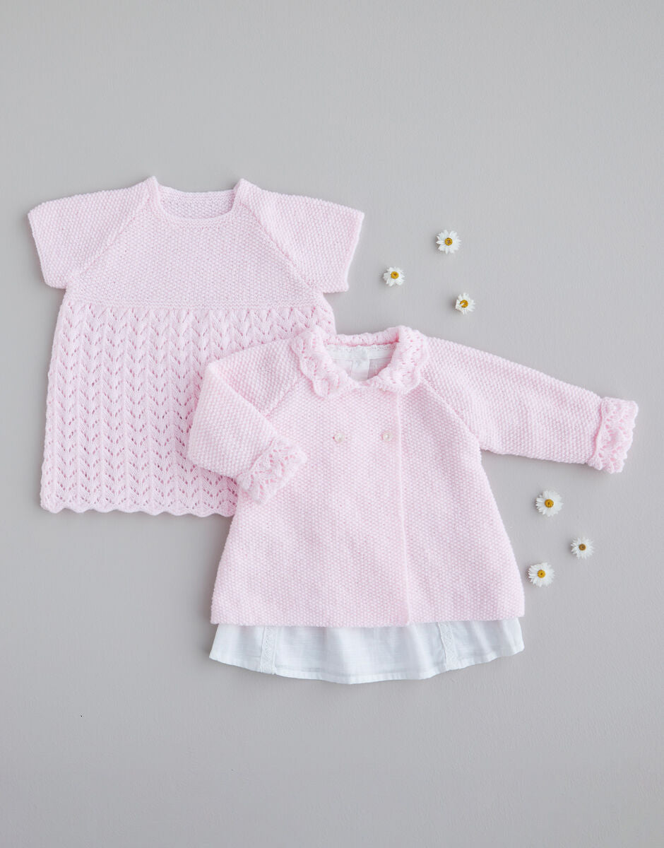 Knitting Pattern 5466 - DRESS & MATINEE COAT IN SNUGGLY 4PLY