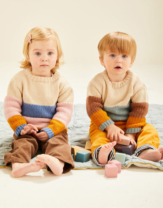 PDF - Knitting Pattern 5487 - BABY COLOUR BLOCK SWEATER IN SNUGGLY DK