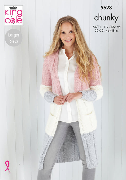 Knitting Pattern 5623 - Cardigans Knitted in Timeless Chunky