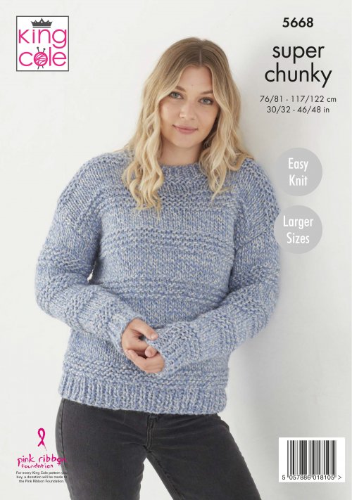 Knitting Pattern 5668 - Sweater, Hat & Cowl Knitted in Timeless Classic Super Chunky