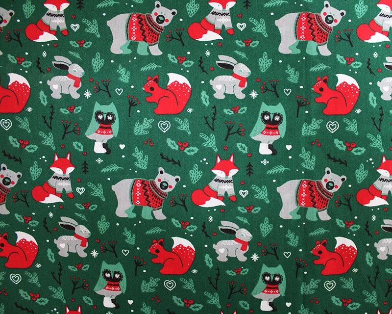 Christmas Woodland Polycotton