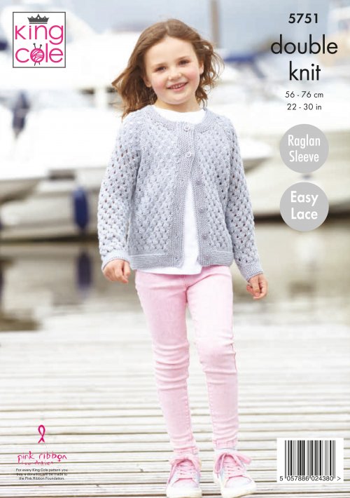 Knitting Pattern 5751 - Sweater & Cardigan Knitted in Cottonsmooth DK